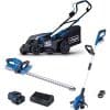 Akku-Garten-Set AGS300 Scheppach - 20V | Rasenmäher | Rasentrimmer | Heckenschere | inkl. 2x 4Ah Akku & 4