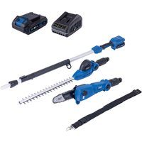 Akku-Multifunktionsgerät C-PHTS410-X Scheppach | 410/180mm Schnittlänge Heckenschere/Hochentaster | inkl. 2Ah Akku + 2