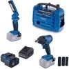 Akku-Werkstatt-Set AWS100 Scheppach - 20V | Kompressor | Schlagschrauber | Arbeitsleuchte | inkl. 2x 4Ah Akku & 2