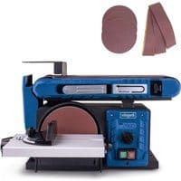 Band- und Tellerschleifer BTS900Vario scheppach - 400W | inkl. 3x Schleifpapier u. Schleifband | Ø150mm Schleifteller