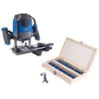 Elektro Oberfräse WRT1200 Scheppach - 1200W | 11000-30000min-1 | inkl. 20tlg. Holzfräser Set