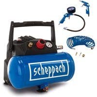 Kompressor HC06 Scheppach - 8 bar | 6L Kessel | ölfrei | inkl. 5-tlg. Zubehör & 5m Schlauch