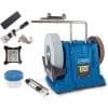 Nass-Schleifsystem TIGER 7000S Homekit Scheppach - 150W | 250mm Korund-Schleifstein | 50mm Stärke | 220 Körnung | Abziehpaste & Winkellehre