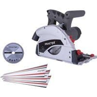 Tauchsäge PX-TS-55 Practixx - 1200W | 55mm Schnitttiefe | 0-45° Schrägstellung | Kippschutz | inkl. 3x 500mm Führungsschienen & 2. Sägeblatt (24Z/48Z)