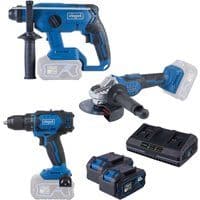 Akku-Maschinen-Set BPS100 Scheppach - 20V | 3tlg. Maschinenset | inkl. 2x 4Ah Akkus + 2
