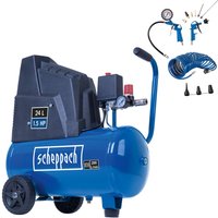 Kompressor HC30o Scheppach - 8bar | 24 L | ölfrei | 200l/min | inkl. 5m Schlauch & Zubehörset