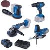 Akku-Aktions-Set AS200 Scheppach - 20V | Stichsäge | Bohrschrauber | Exzenterschleifer | Winkelschleifer | inkl. 2x 4Ah Akku & 2