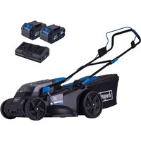 Akku-Rasenmäher BC-MP430-X Scheppach | 43cm Schnittbreite | für 600-700 m2 | 50L Korb | inkl. 2x 4Ah Akku + 4